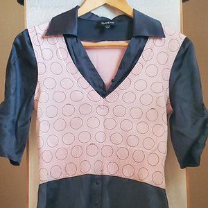 Bebe Grey Silk & Pink Sweater Vest Blouse. Size:
